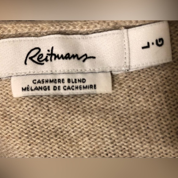 Reitman’s Oatmeal Beige V-Neck Cashmere Blend Cardigan Size Large - Picture 9 of 11